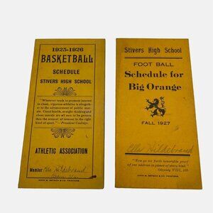 Vintage Stivers High School Basketball & Football Schedule Booklets 1920s Ohio